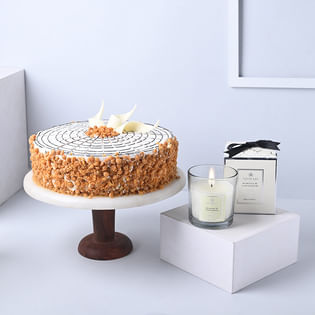 Dreamy Butterscotch Cake With Candle