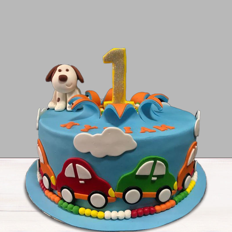 Car Fondant Cake For 1st Birthday