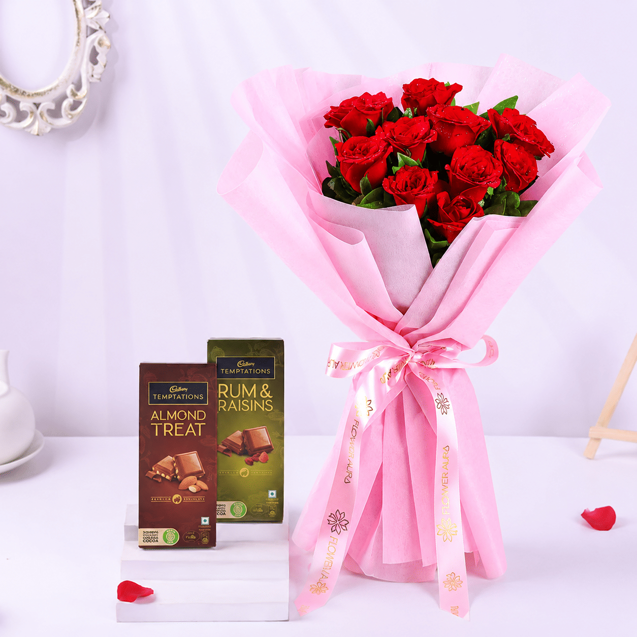 Stuning Red roses With Chocolates