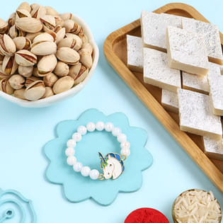 Dreamy Unicorn Rakhi With Kaju Katli N Nuts