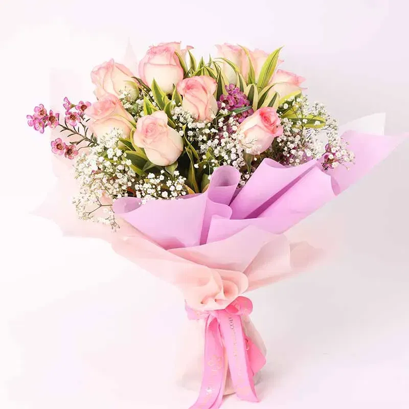 Gentle Blush Glow Rose Bouquet