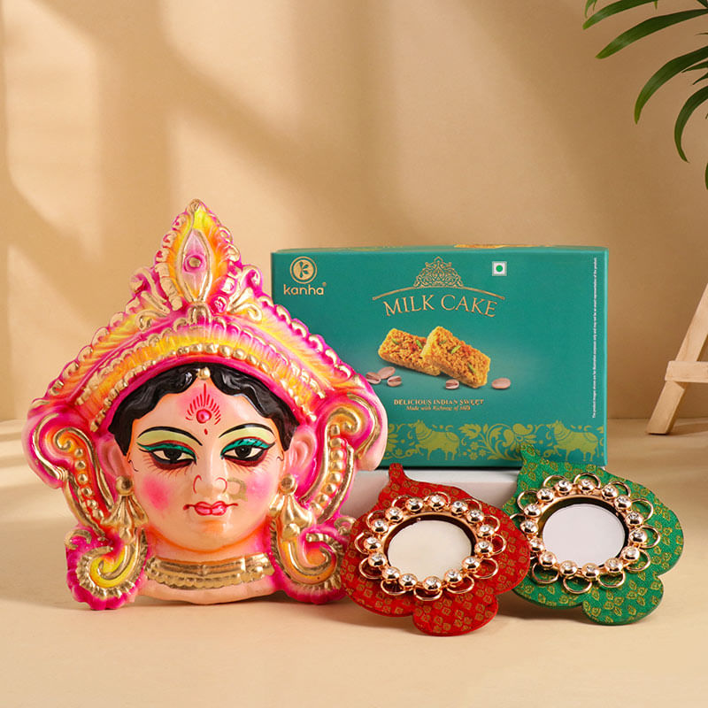 Durga Idol And Sweets Hamper