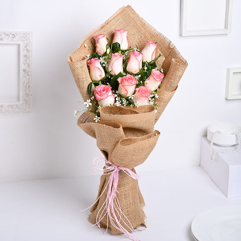 Buy Earthy Rose Pastel Flower Bouquet Online