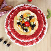Top View eggless Red Velvet Fruit Cake - Natures Love