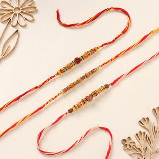 Set of 3 Beaded Mauli Rakhi