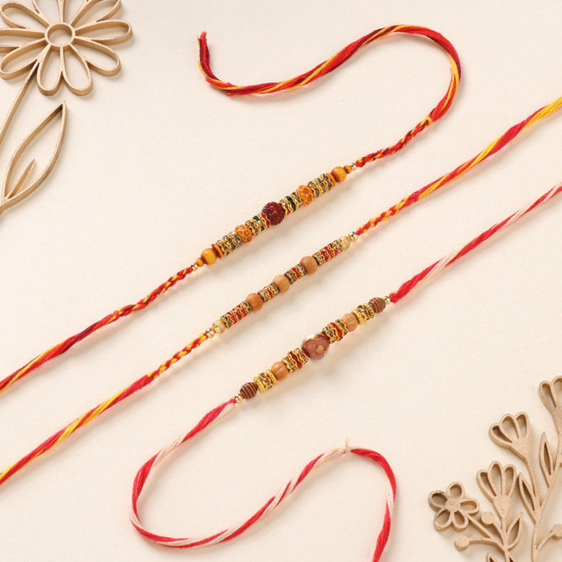 Elegant Beaded Rakhi Trio-Netherland