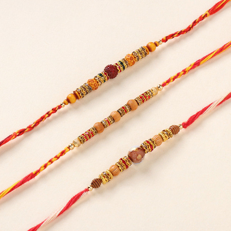 Set of 3 Beaded Mauli Rakhi