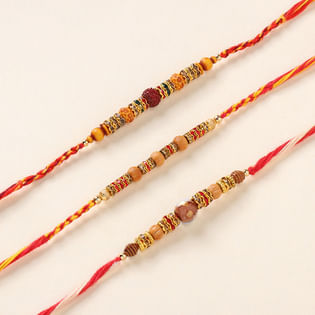 Set of 3 Beaded Mauli Rakhi