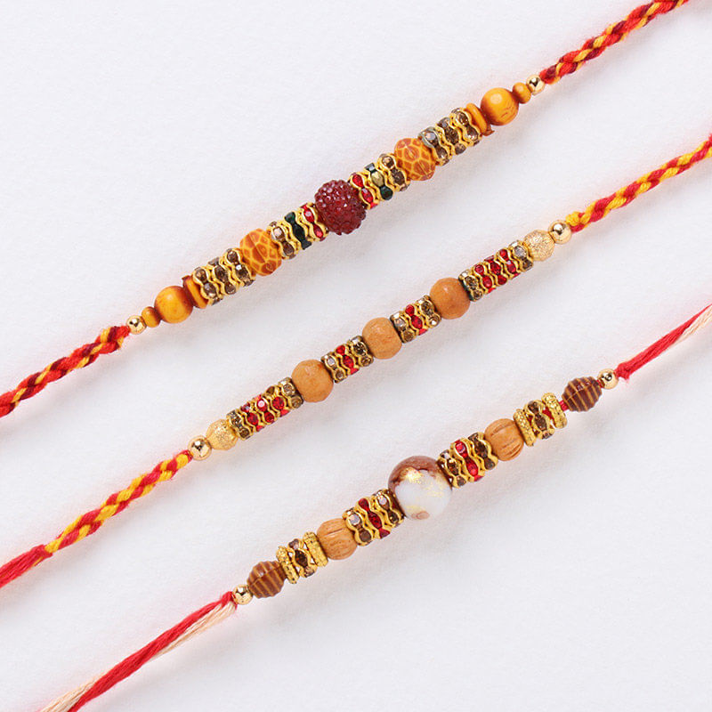 Elegant Beaded Rakhi Trio