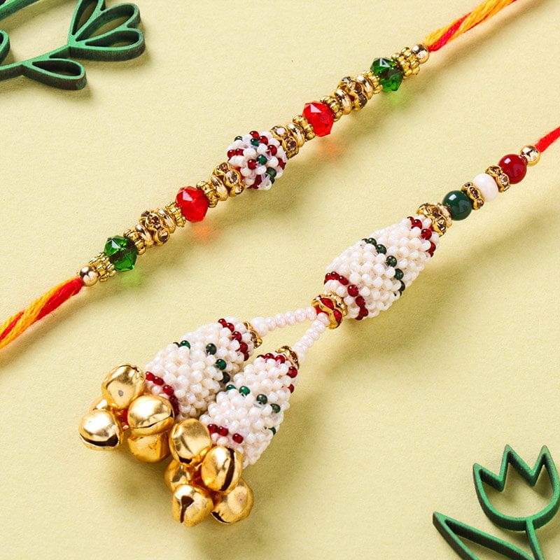 Elegant Beadwork Bhaiya Bhabhi Rakhi Set