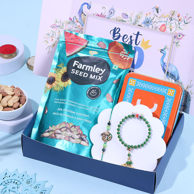 Elegant Bhaiya Bhabhi Rakhi N Nuts Hamper
