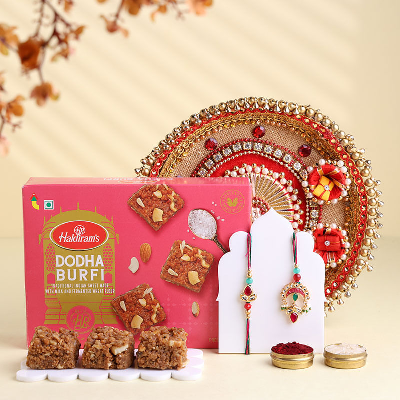 Elegant Bhaiya Bhabhi Rakhis With Thali N Dodha