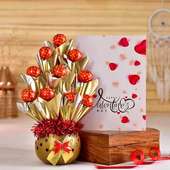 Elegant Chocolate Arrangement N Card For Valentine