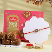Elegant Colourful Stone Rakhi With Dodha