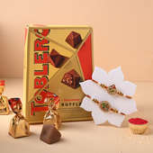 Order Elegant Designer Rakhi Set With Toblerone Chocolate Online in UK