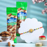 Stone Studded Designer Rakhi With Almonds