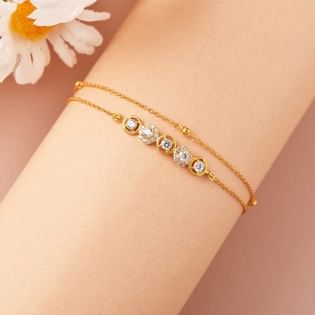 Elegant Double Chain Cubic Zirconia Bracelet