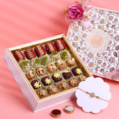 Elegant Evil Eye Rakhi N Assorted Sweets Hamper