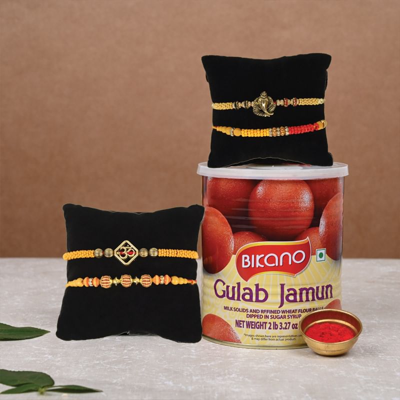 Elegant Four Rakhi Set Hamper