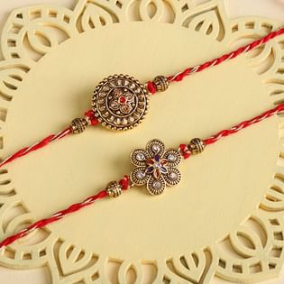 Elegant Golden Motif Rakhis-Overseas