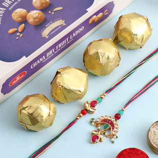 Elegant Kundan Bhaiya Bhabhi Rakhi With Sweets