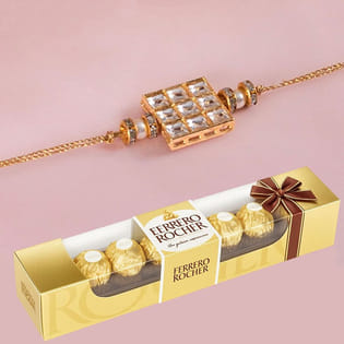 Elegant Kundan Rakhi With Chocolates