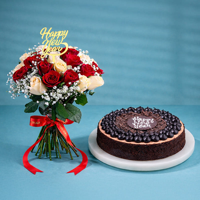 New Year Bliss Bouquet & Chocolate Delight Combo