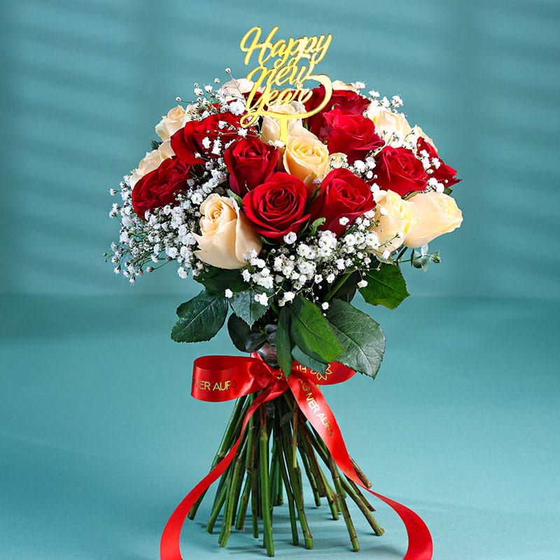 New Year Bliss Bouquet & Chocolate Delight Combo