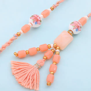 Elegant Peach Blossom Bhaiya Bhabhi Rakhis