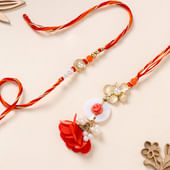 Elegant Pearl Bhaiya Bhabhi Rakhi Set