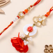 Elegant Pearl Bhaiya Bhabhi Rakhi Set