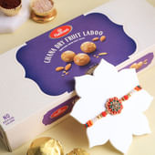 Elegant Pearl Rakhi With Chana Dry Fruit Ladoos