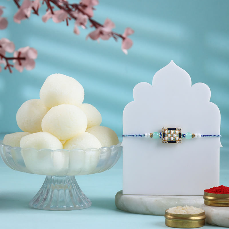 Elegant Pearl Rakhi With Rasgulla 500Gm