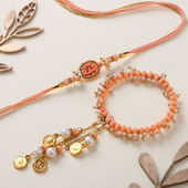 Elegant Pink Beads Bhaiya Bhabhi Rakhi