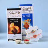 Set of 2 Elegant Rakhi With Lindt Chocolate