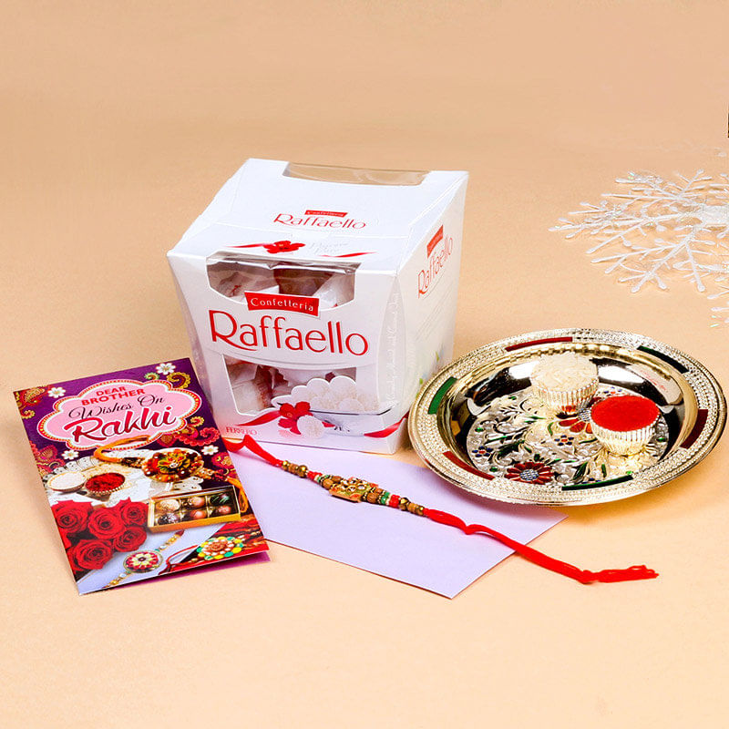 Elegant Rakhi N Thali With Raffaello Chocolate