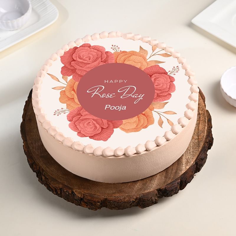 Elegant Rose Day Bliss Photo Cake