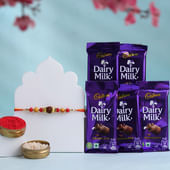 Elegant Rudraksha Rakhi With Dairy Milk Chocolates