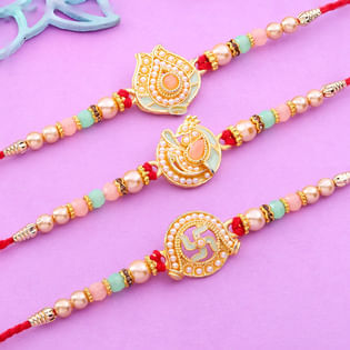 Elegant Set Of Three Designer Rakhis-UK
