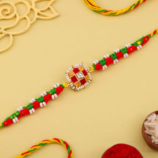 Elegant Square Gold Toned Pearl Rakhi