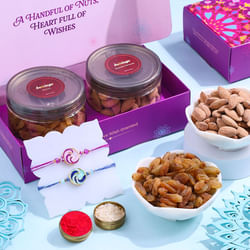Elegant Stone Rakhi Duo With Almond Raisin Treats
