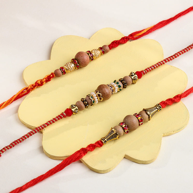 Elegant Traditions Beaded Rakhi Trio