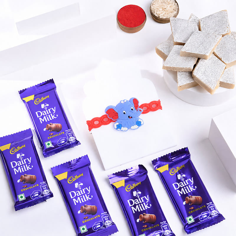 Elephant Kids Rakhi N Sweet Bites Hamper