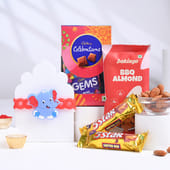 Elephant Kids Rakhi With Choco Bar N BBQ Almonds