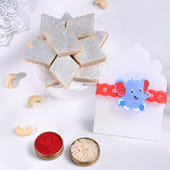 Elephant Kids Rakhi With Kaju Katli