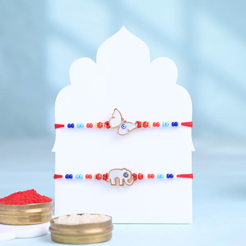 Elephant N Butterfly Charm Rakhis With Sweet