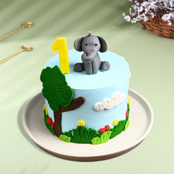 Elephant Safari Cake for First Birthday