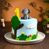 Side View of Elephant Safari Jungle Cake