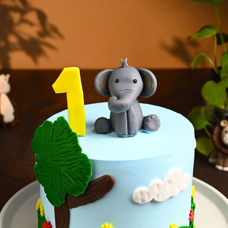 Top View of Elephant Safari Jungle Cake