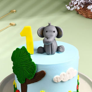 Top View of Elephant Safari Jungle Cake